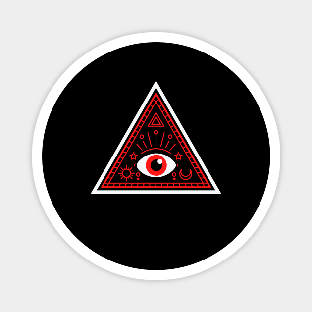 All Seeing eye - red and black with red eye Magnet by Just In Tee Shirts